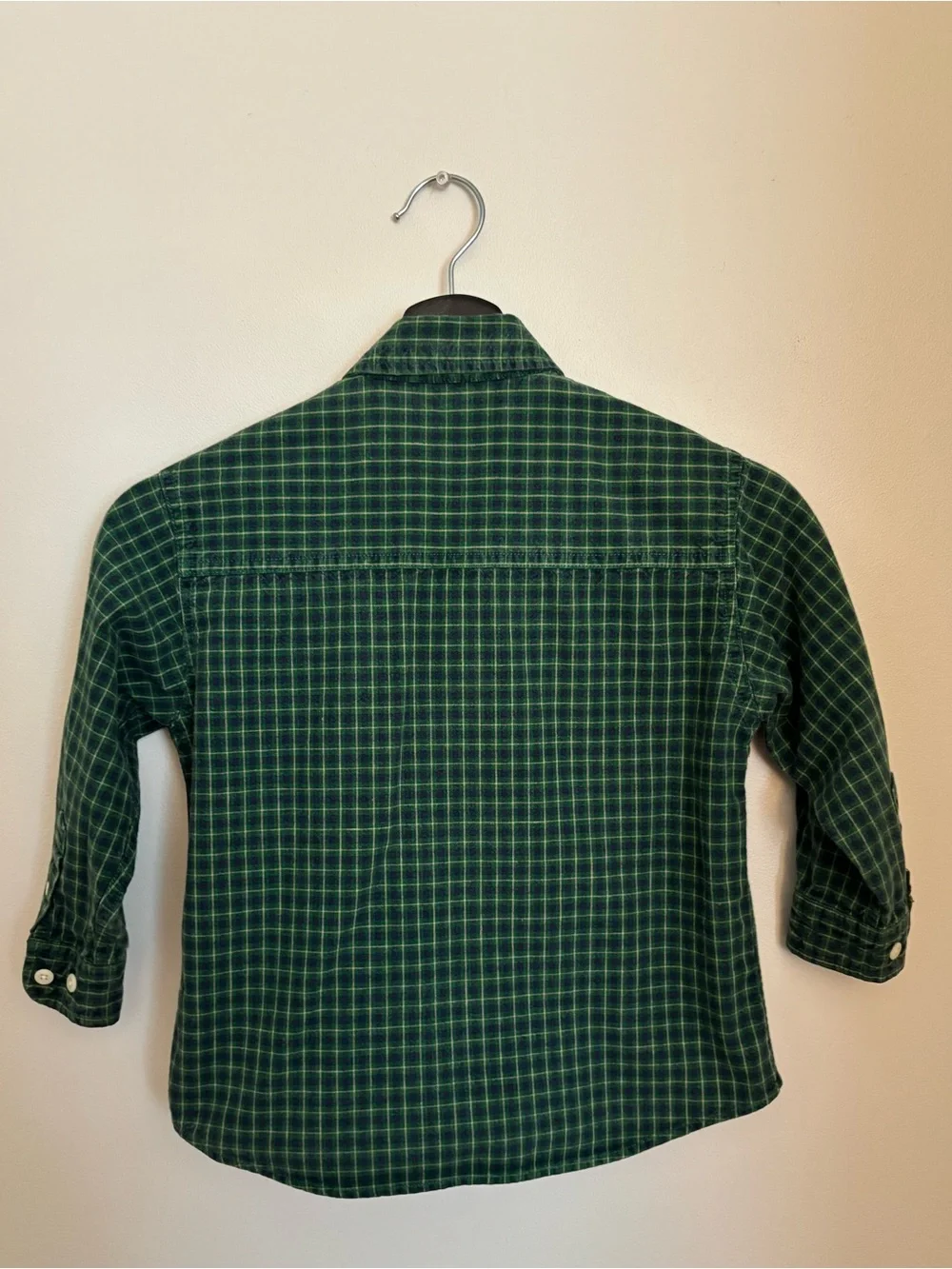 GAP Boys Green Plaid Button-Down Shirt